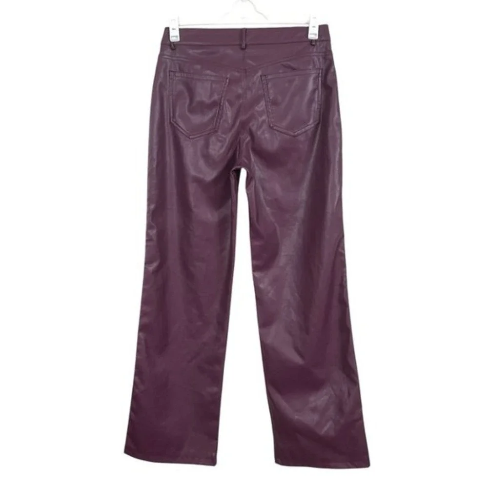 GARAGE CLOTHING -‎ Women's Burgundy Faux Leather Pants Straight Medium M